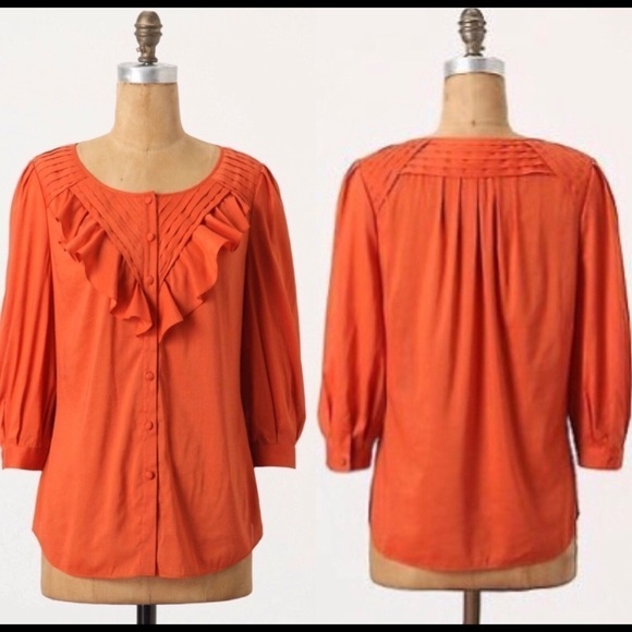 Anthropologie Nicoleta Orange blouse by Maeve - Picture 1 of 7
